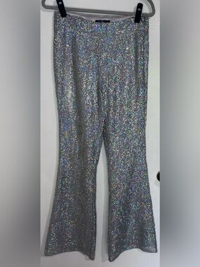 Silver Holographic Sequin Pants